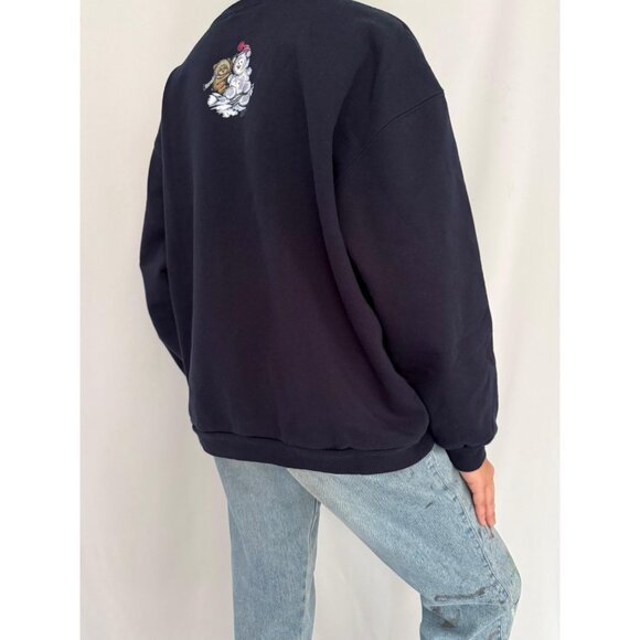 90s vintage teddy bear winter sleigh holiday graphic cotton pullover sweatshirt - Picture 5 of 9